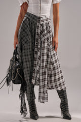FALL VIBES PLAID MIDI SKIRT