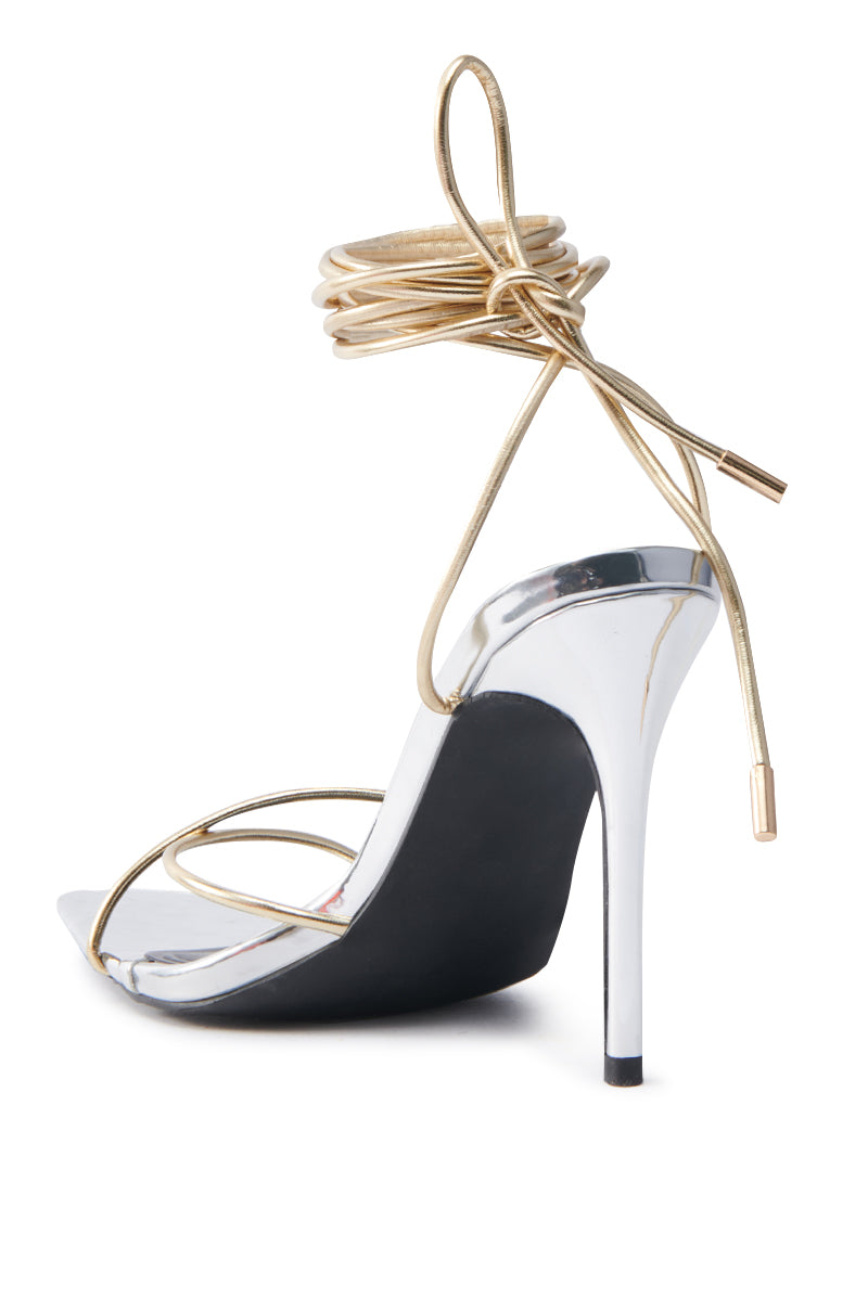 AKIRA SACHITA SILVER AND GOLD STILETTO SANDAL