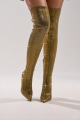 AKIRA GOLD SELMA GOLD SPARKLE OVER THE KNEE BOOT