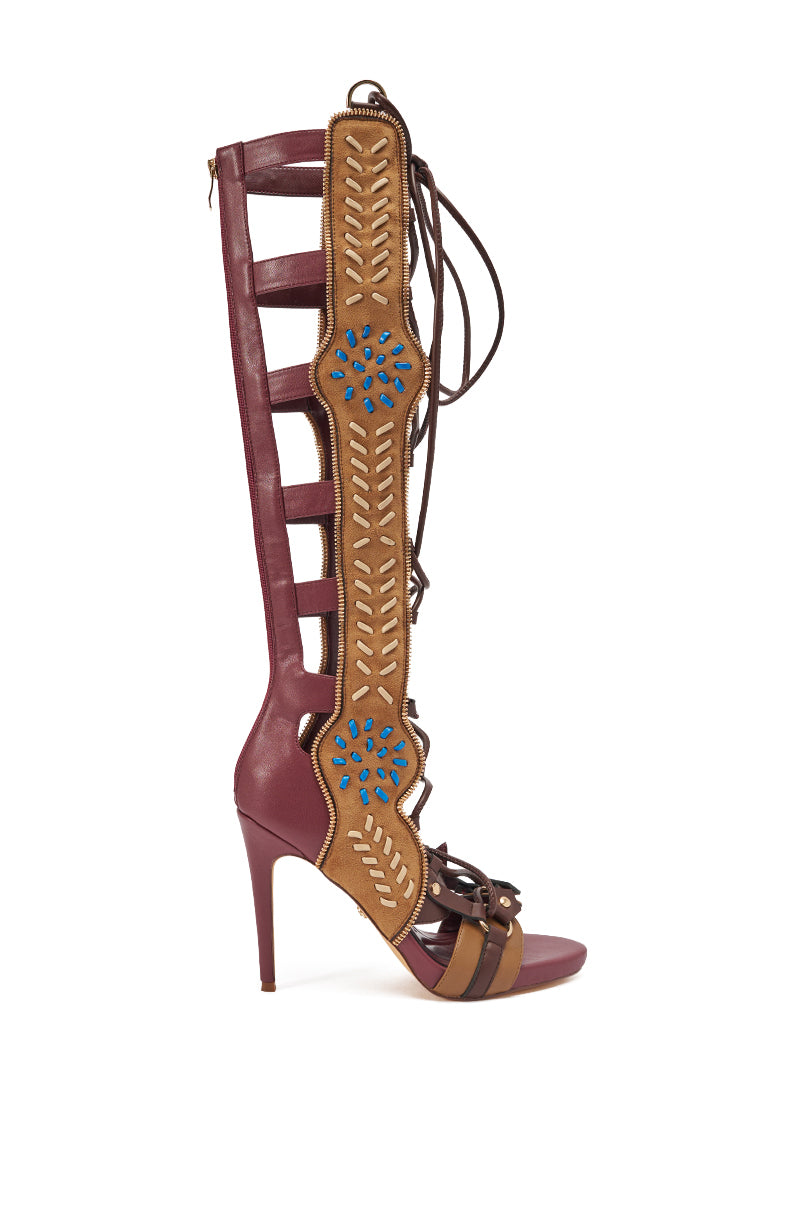 AZALEA WANG SHAI PLUM MULTI GLADIATOR SANDAL