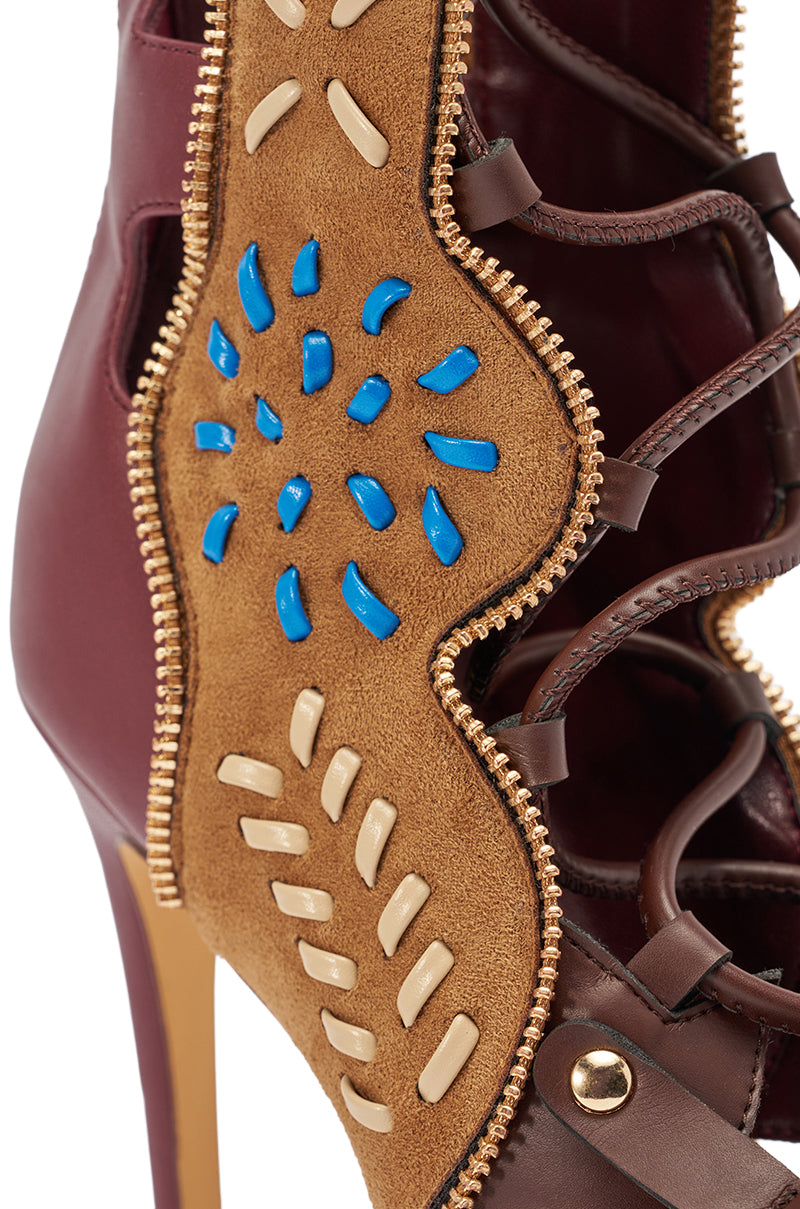 AZALEA WANG SHAI PLUM MULTI GLADIATOR SANDAL