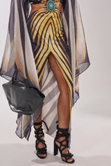 AKIRA GOLD BLACK ROPE STRAP STILETTO SANDAL