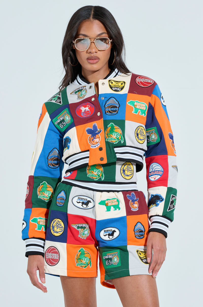 SLIGHT FLEX PATCHWORK BOMBER