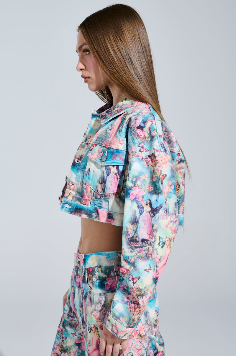 FEMALE FANTASY PRINTED DENIM JACKET