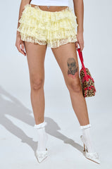 SHAKE IT BABY RUFFLE SHORT IN BUTTER YELLOW