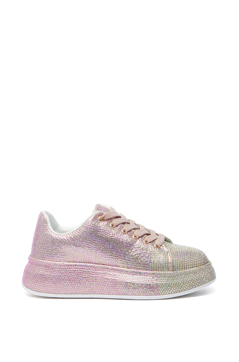 AZALEA WANG TANGY PINK OMBRE RHINESTONE SNEAKER