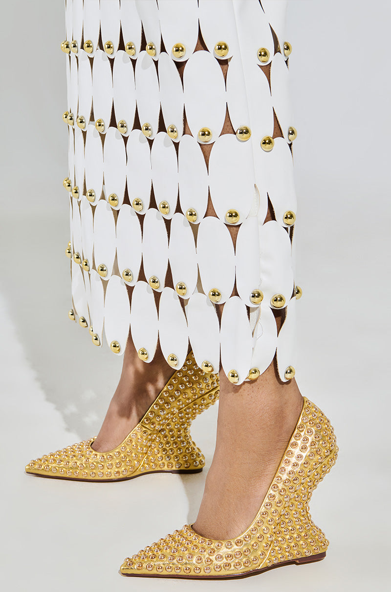 AZALEA WANG TERYN GOLD WEDGE PUMP