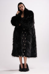 TSUNAMI FAUX FUR COAT IN BLACK