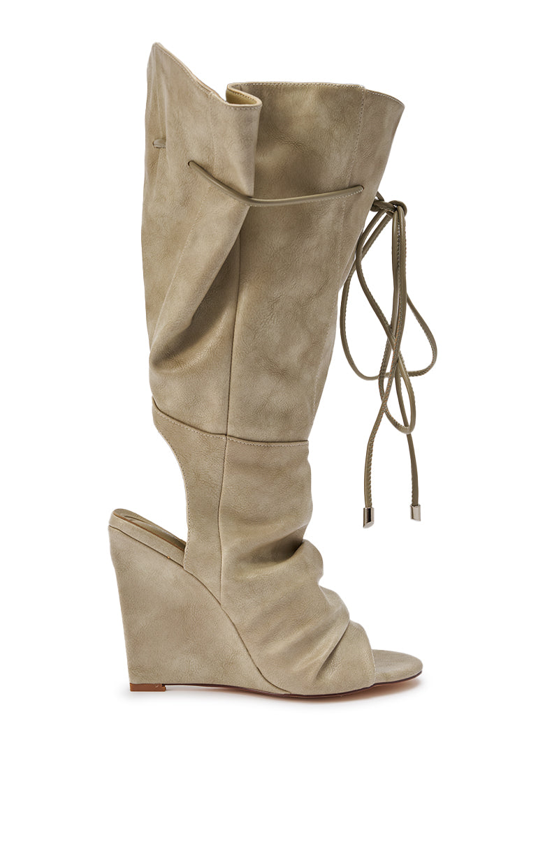 AZALEA WANG VAILEN GREY OPEN TOE SLOUCHY BOOTIE