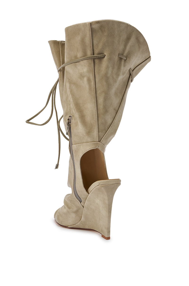 AZALEA WANG VAILEN GREY OPEN TOE SLOUCHY BOOTIE