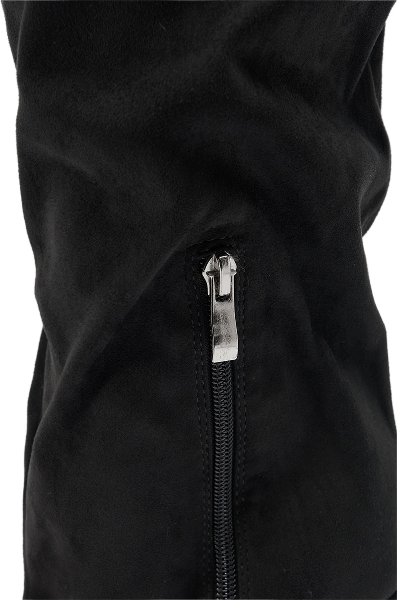 AZALEA WANG VINCE BLACK FAUX SUEDE WEDGE BOOT