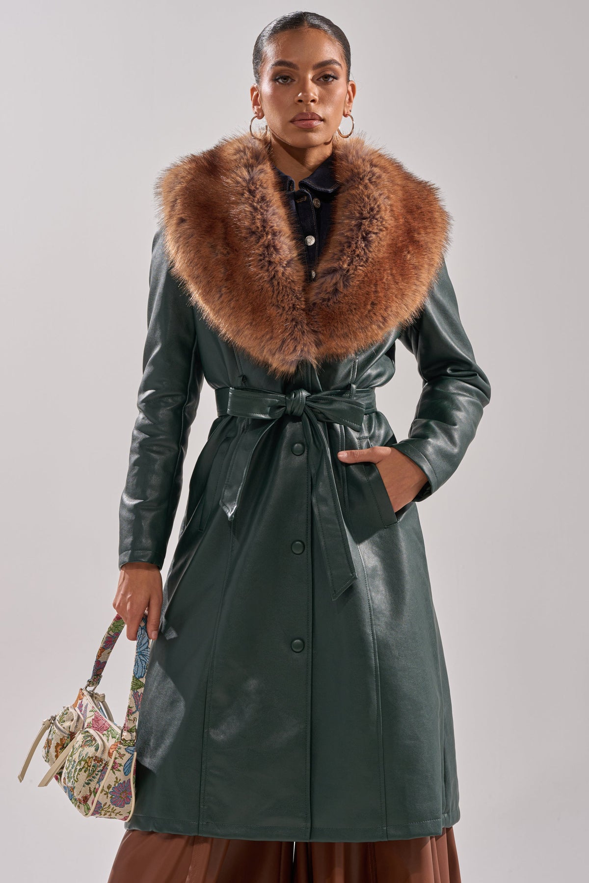 GREENVIEW FUR TRIM TRENCH