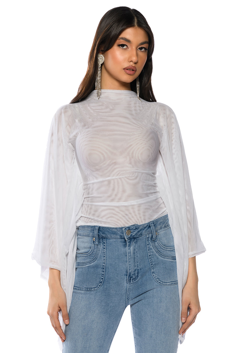 ADORE BELL SLEEVE MESH TOP