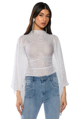 ADORE BELL SLEEVE MESH TOP