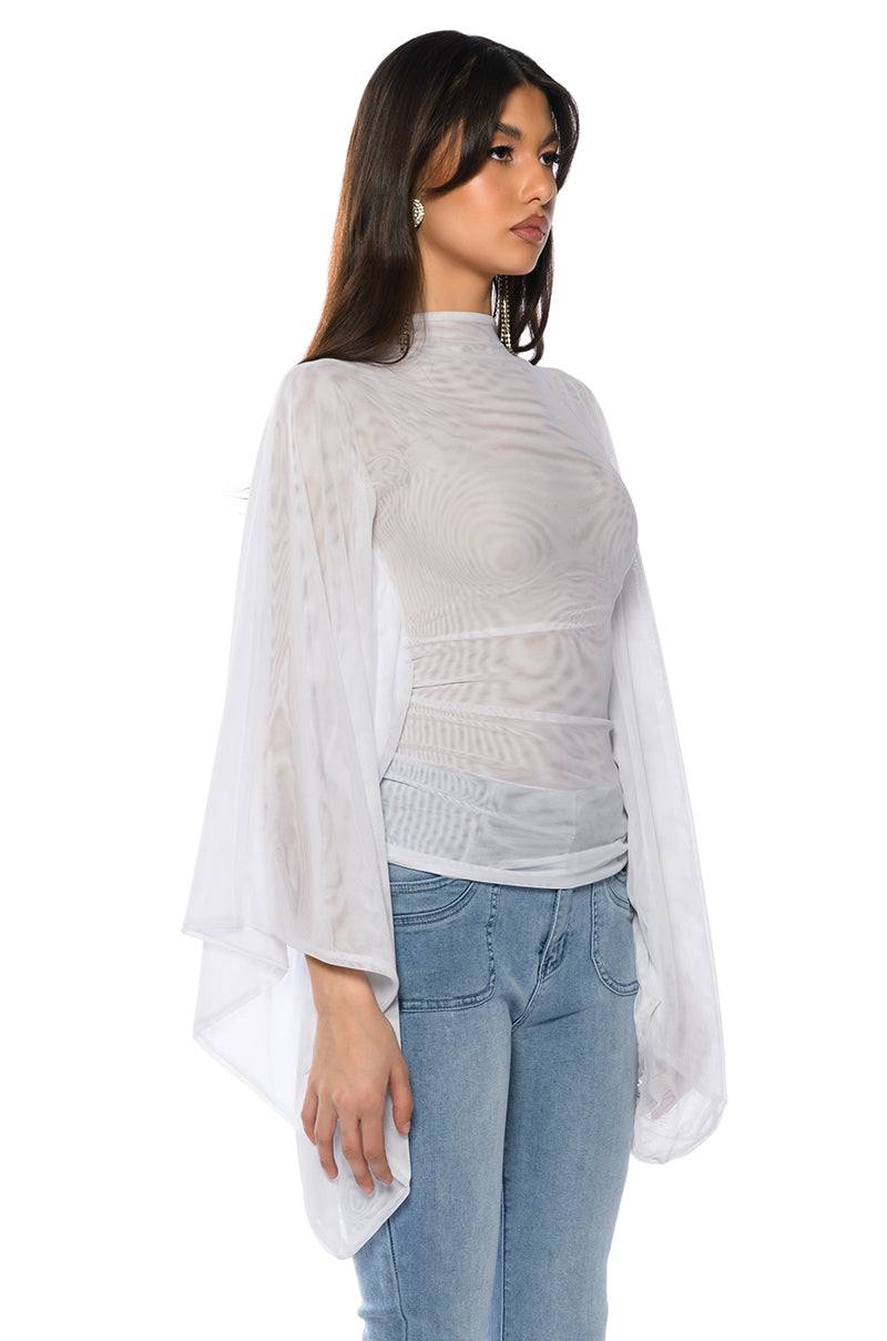 ADORE BELL SLEEVE MESH TOP