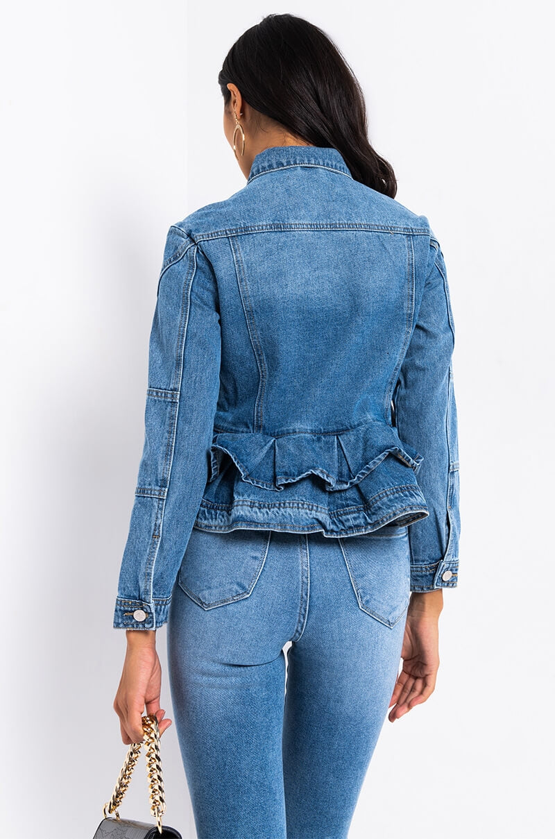 WAYNE PEPLUM DENIM JACKET