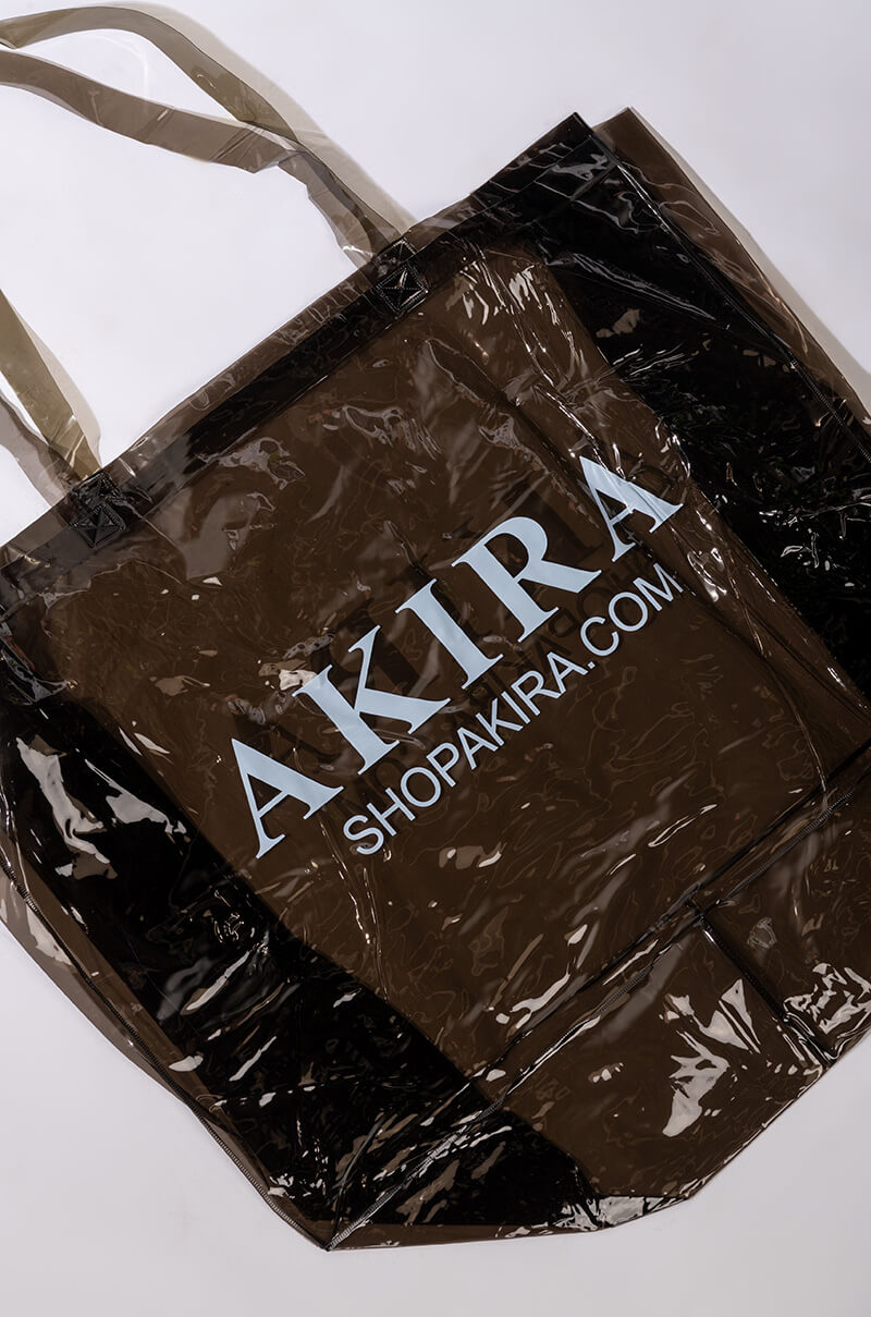 AKIRA PVC XXL SHOPPING BAG IN BLACK CLEAR
