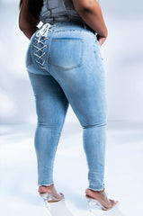 ALL OVER BACK LACE SKINNY JEANS
