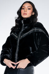 FUZZED UP FAUX FUR BOMBER