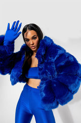 GRACELLE FAUX FUR CROPPED JACKET