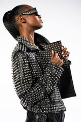 HALF AND HALF GRANDE STUDDED MOTO JACKET