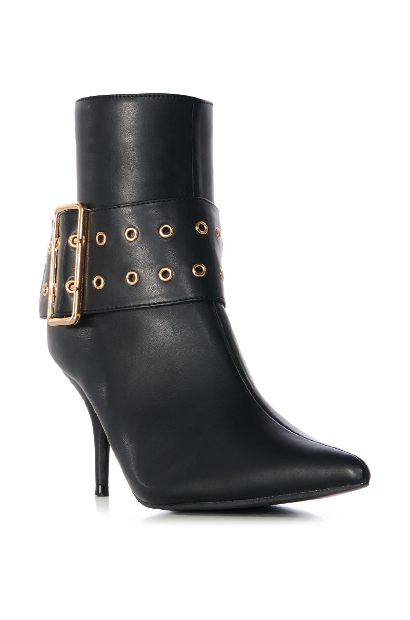AZALEA WANG JOVANI BLACK BUCKLE BOOTIE