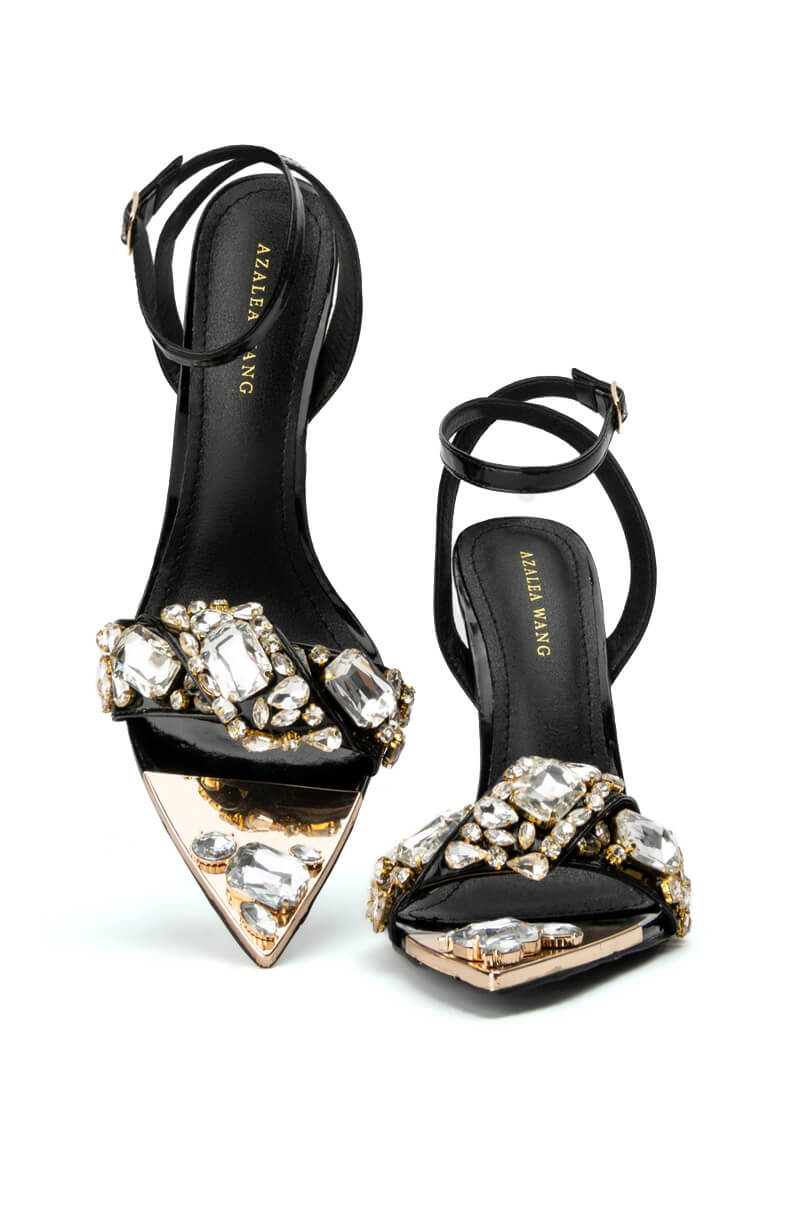 AZALEA WANG TILLY RHINESTONE STILETTO SANDAL IN BLACK