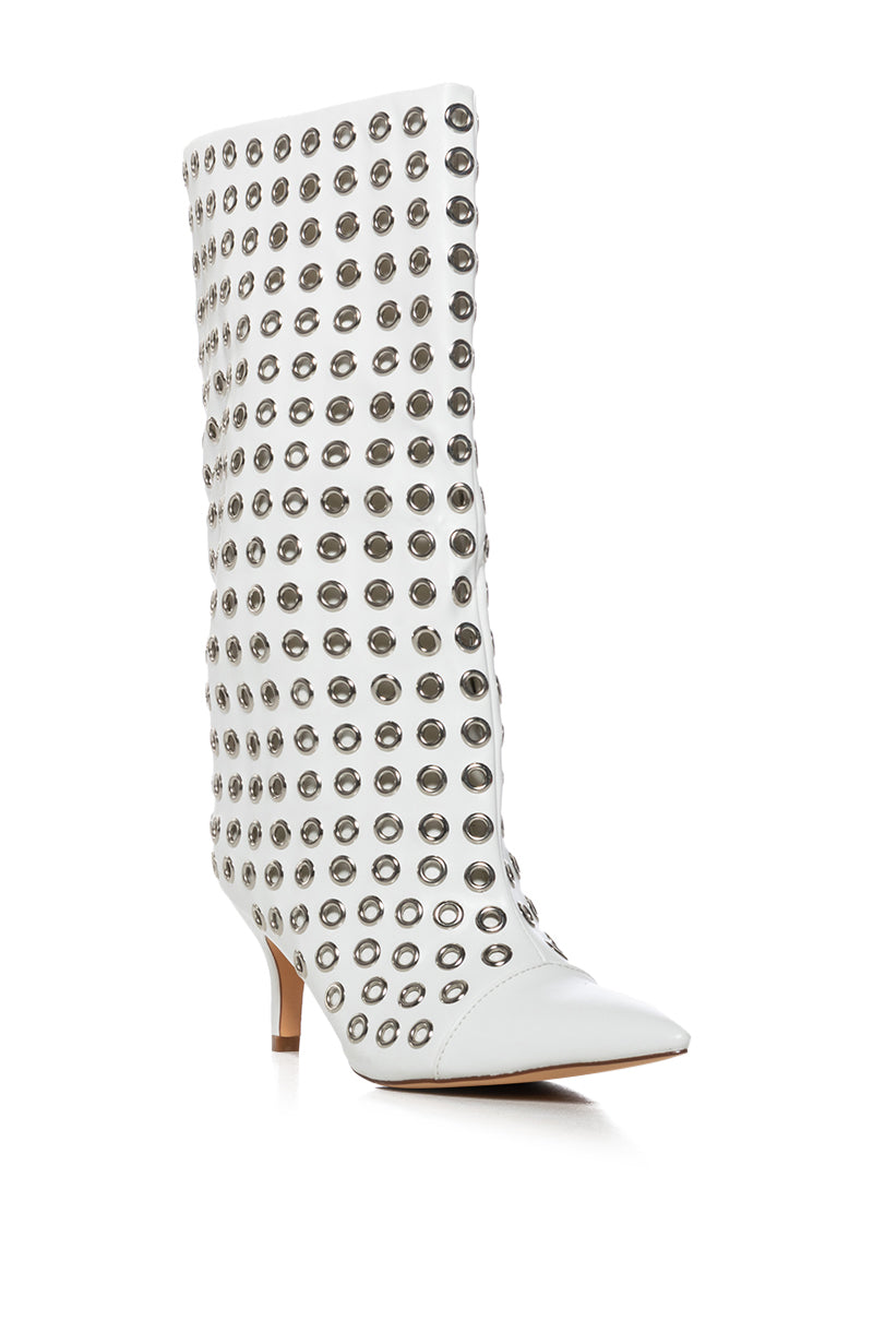 AZALEA WANG LANGHAM WHITE HARDWARE DETAIL BOOTIE