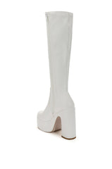AZALEA WANG SUTTON PU CHUNKY BOOT IN WHITE
