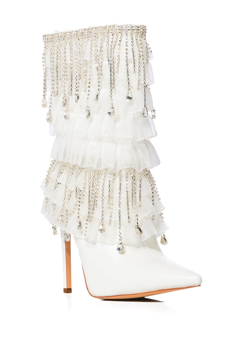 AZALEA WANG LEXLEY WHITE DIAMOND DRIP BOOT