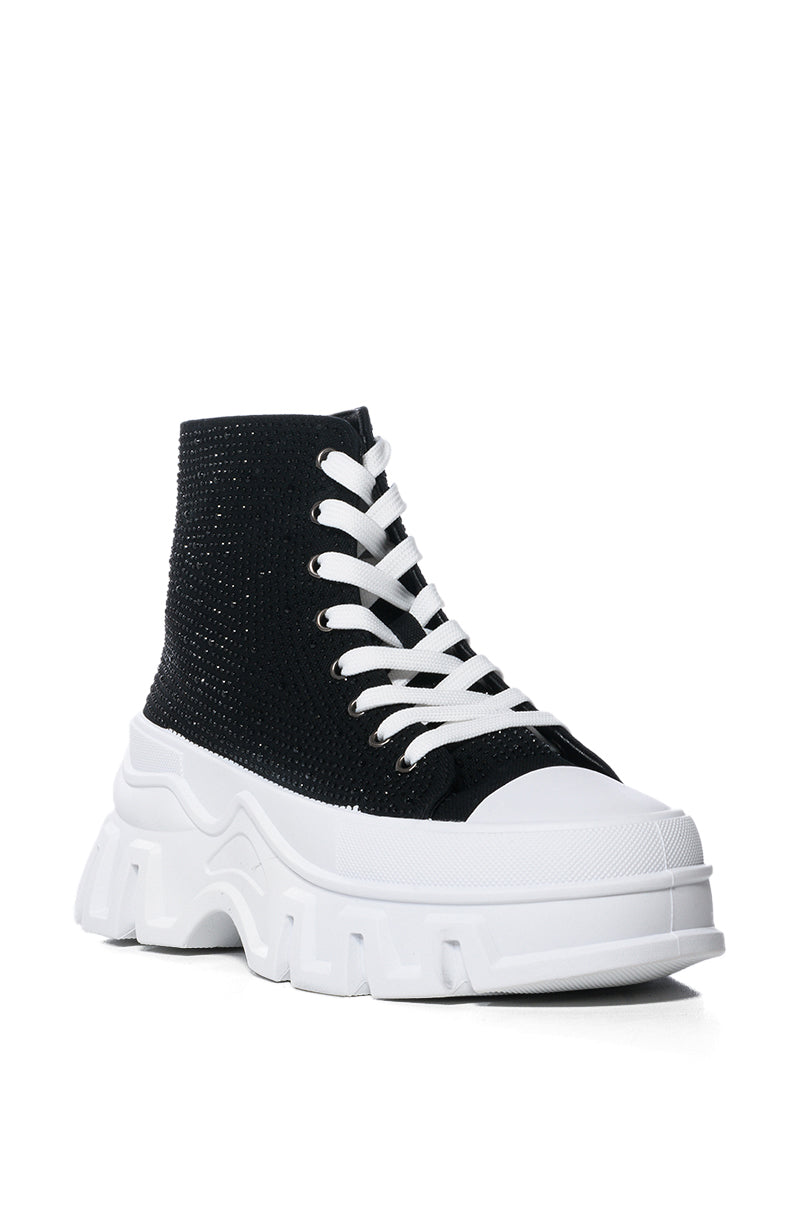 AZALEA WANG LIBBIE EMBELLISHED SNEAKER IN BLACK