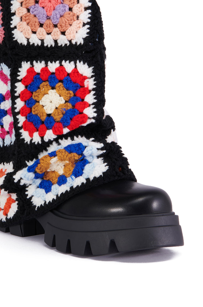 AZALEA WANG MACKENNA BLACK CROCHET BOOTIE