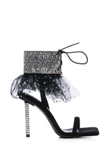 AZALEA WANG MITO BLACK RHINESTONE LACE UP SANDAL
