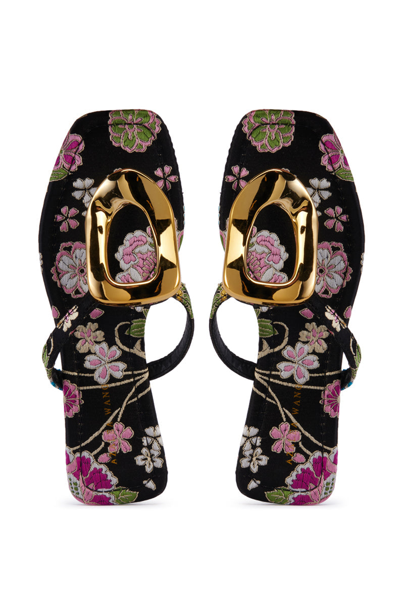 AZALEA WANG PACCHERI BLACK BROCADE SANDAL