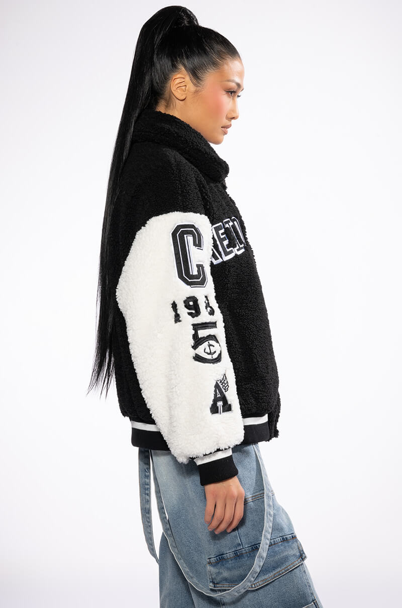 SOLO BEAR TEDDY VARSITY JACKET