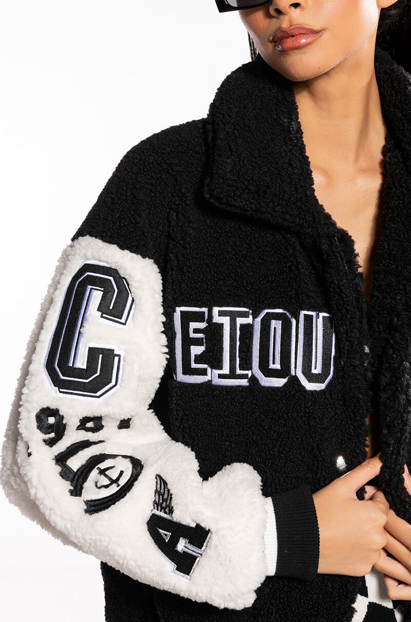 SOLO BEAR TEDDY VARSITY JACKET