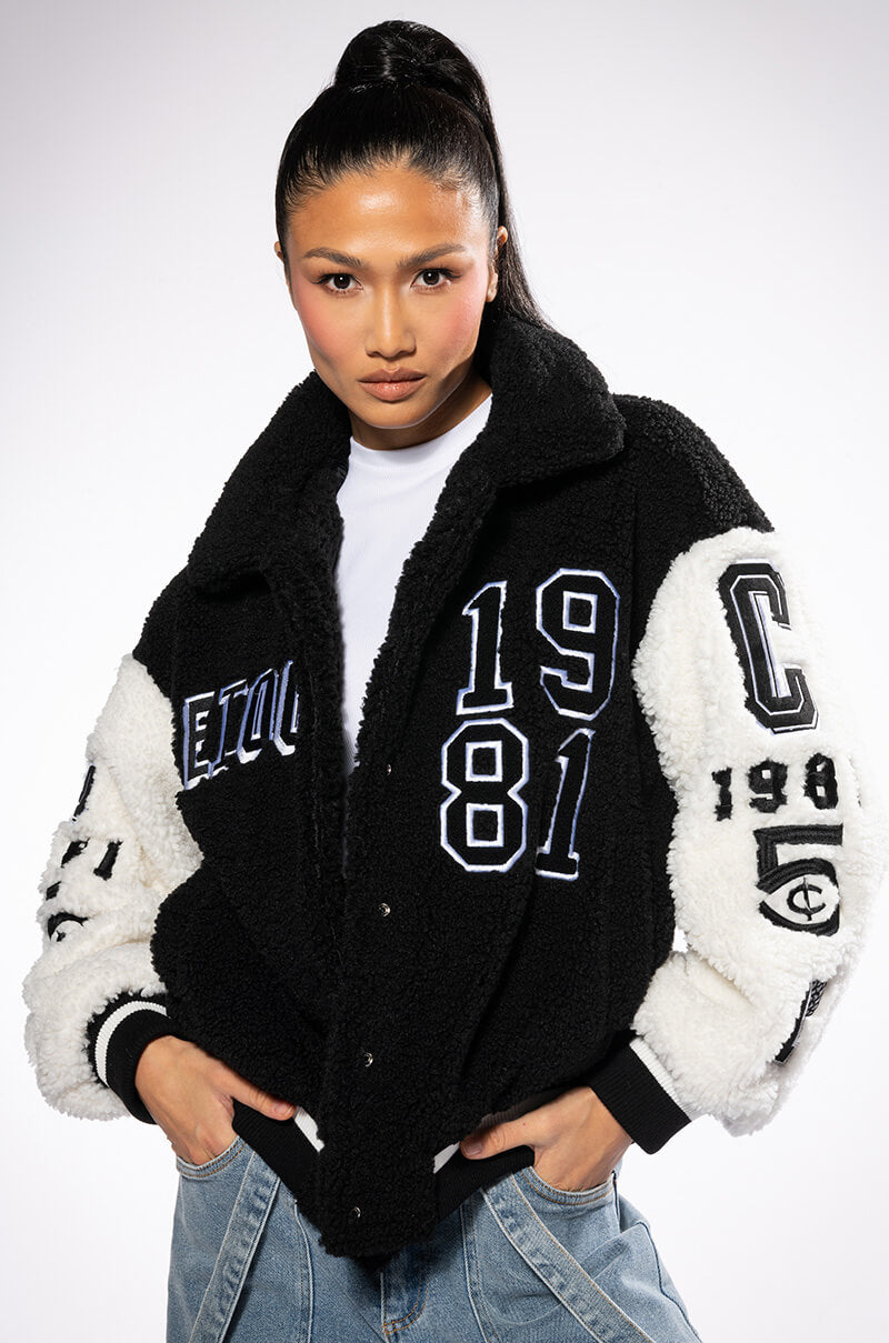 SOLO BEAR TEDDY VARSITY JACKET