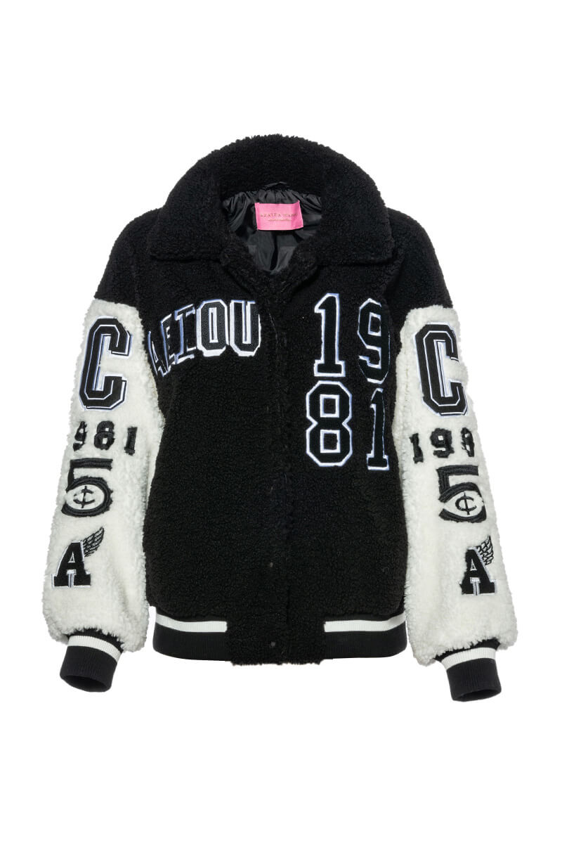 SOLO BEAR TEDDY VARSITY JACKET