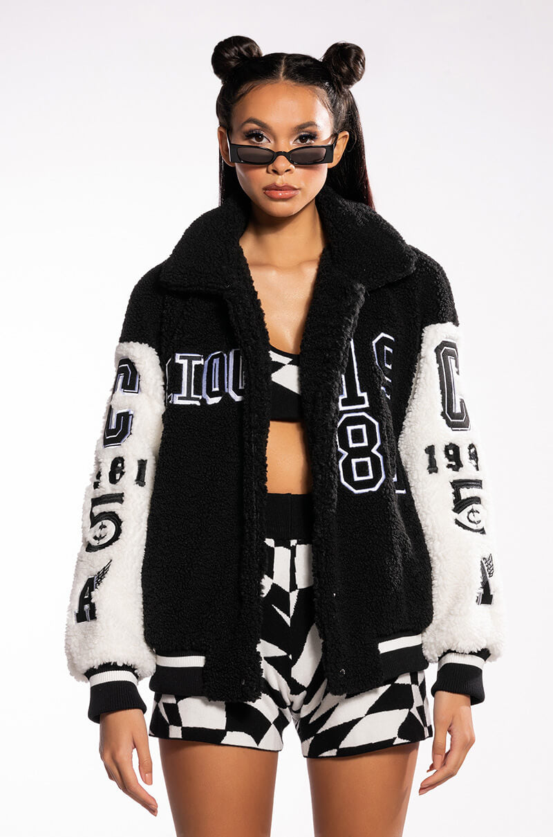 SOLO BEAR TEDDY VARSITY JACKET