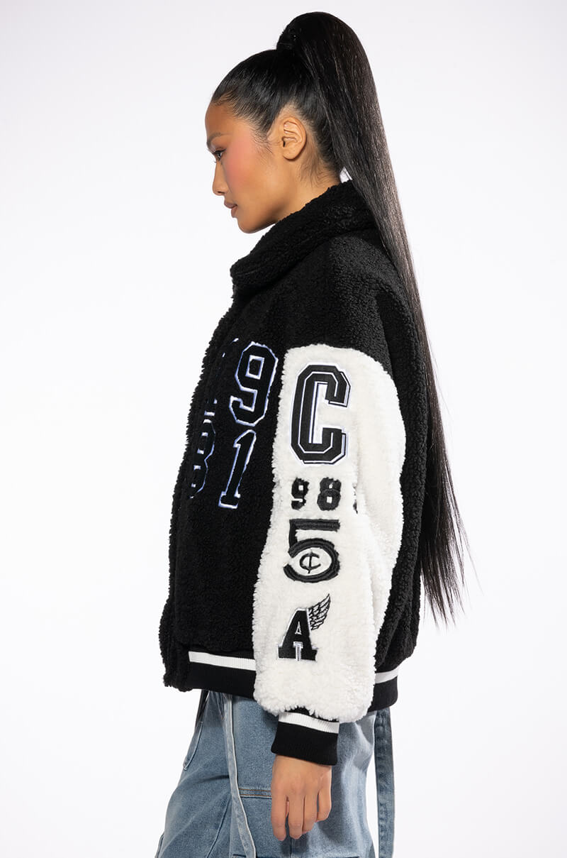 SOLO BEAR TEDDY VARSITY JACKET