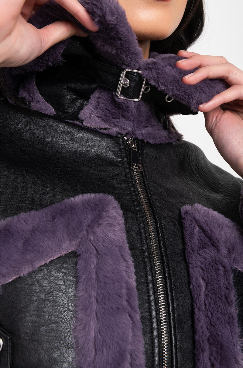 AZALEA WANG PALOMA BONDED FUR PU JACKET