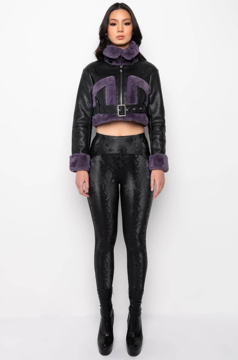 AZALEA WANG PALOMA BONDED FUR PU JACKET