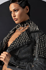 RHINESTONE BOMB CROP MOTO JACKET