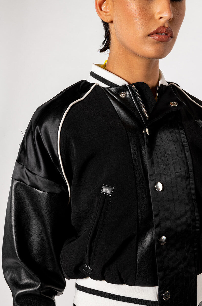 RUNNER FITTED CROP VARSITY BOMBER