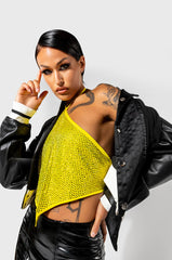 RUNNER FITTED CROP VARSITY BOMBER