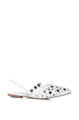 AZALEA WANG TESSIE WHITE SILVER EMBELLISHED FLAT