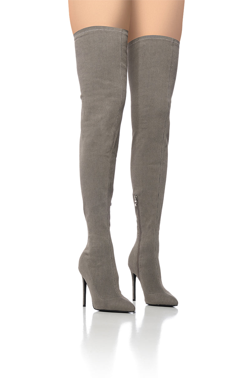 AZALEA WANG STAR GIRL BROWN RIBBED BOOT