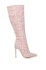 AZALEA WANG SUNNIVA PINK PLAID BOOT