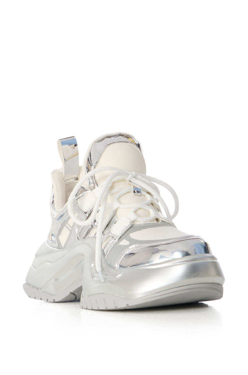AZALEA WANG SUPER SMOOTH SILVER CHUNKY SNEAKER