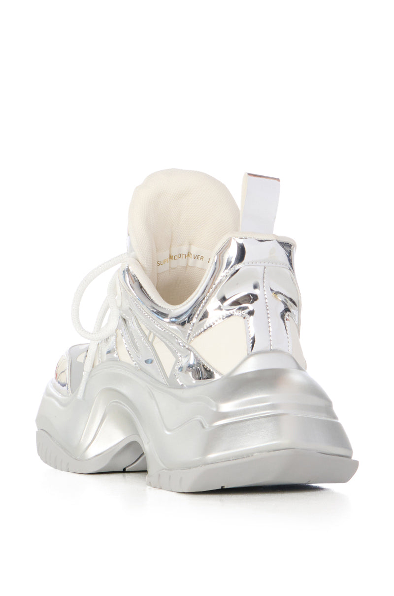 AZALEA WANG SUPER SMOOTH SILVER CHUNKY SNEAKER